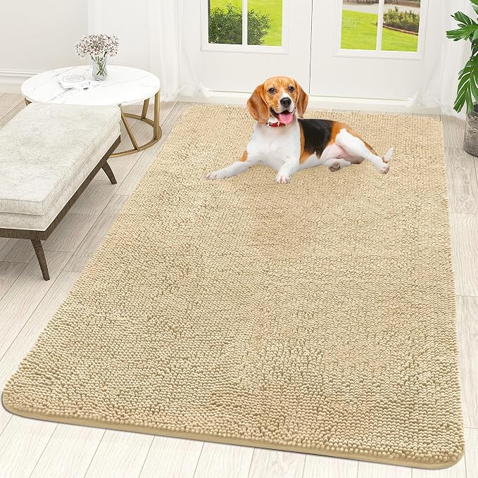 OLANLY Dog Door Mat for Muddy Paws 59x35, Super Absorbent Chenille Mud Mat | Sand, Absorbs Moisture and Dirt, Non-Slip Machine Washable Doormat, Quick-Drying Indoor Entryway Floor Carpet for Dogs