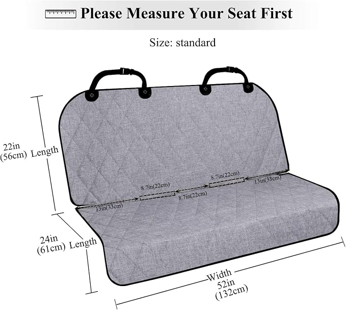 VIVAGLORY Dog Seat Covers, Dog Backseat Cover Pet Bench Protectors with Anti-Slip Backing, Back Seats Cover Rear Seat Covers Car Seat Cover for Dogs, Heather Black, 46" L * 52" W | Backseat Cover for Car Suv & Truck, Back Rear Backseat Bench Protector