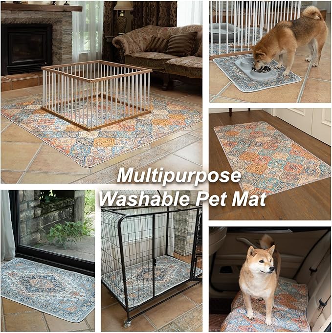 nunubaby Washable Pee Pads for Dogs, Stylish, Non-Slip and Leak-Proof Pee Pads. Reusable Potty Pads for Dogs for Crates and Floors.(Beige/Floral, 18" x24" )