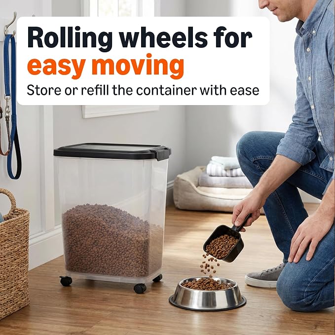 Amazon Basics Pet Food Storage Container Set, 30lbs and 10lbs with Scoop, for Dogs and Cats