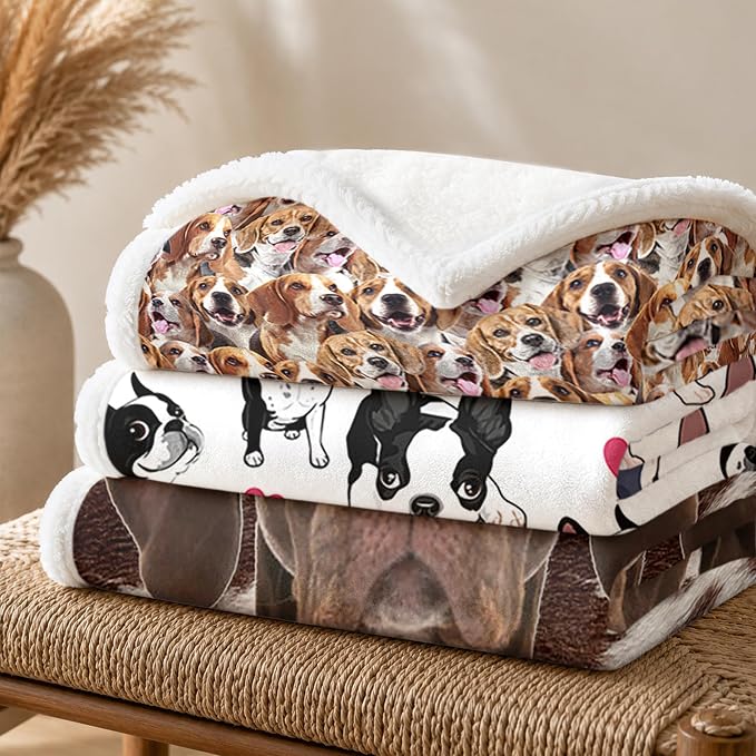 BlessLiving Throw Blanket, Brown Dog Animal Gift, 50x60 in | sherpa fleece fabric, Beagle Dense Pet Blankets Puppy Lovers print, for couch or sofa, pet lovers, easy machine care