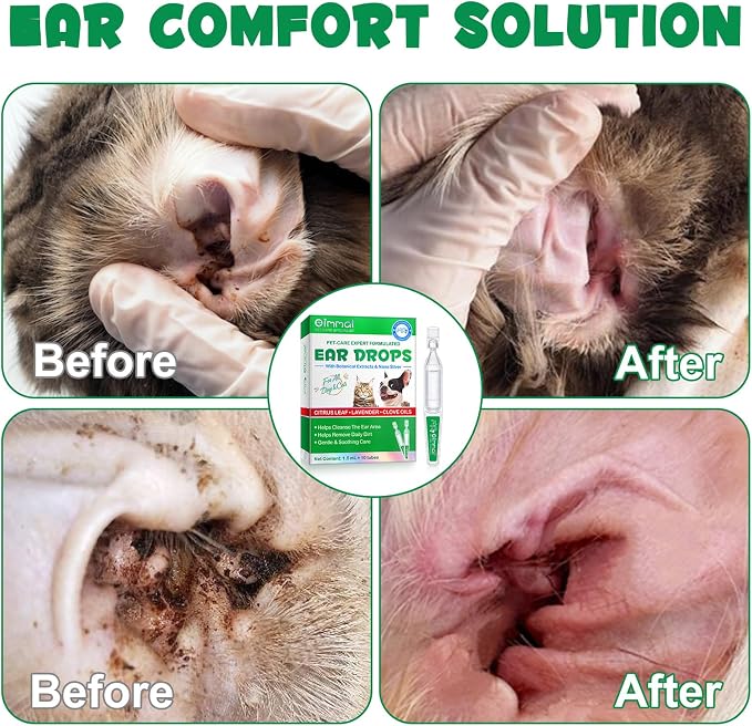 Ear Cleaner for Dogs & Cats – Gentle Plant-Based Formula with Soothing Relief, 10 Single-Use Tubes (1.5 mL Each) | Daily Ear Cleaning Solution for Pets