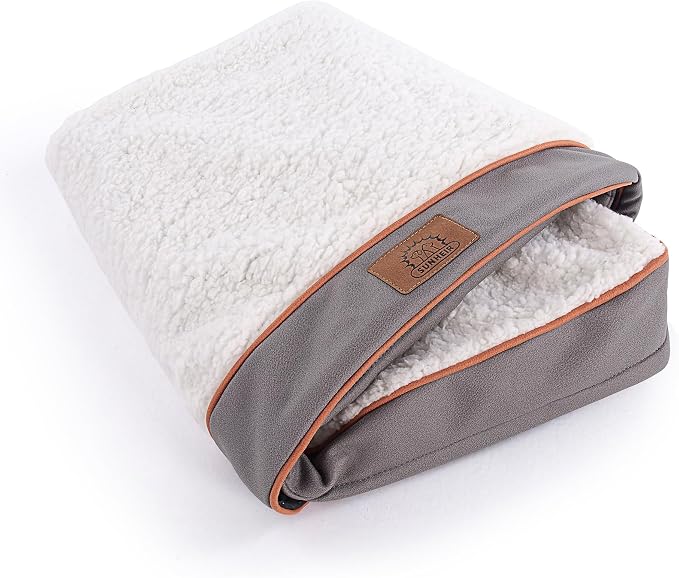 Sunheir Waterproof Dog Bed Covers Replacement Washable, Pet Bed Cover Only | Removable Machine-Washable Soft Plush Cover in Easy-Clean, Non-Slip Bottom, Zipper Closure, 35x22x3 Inches, Light Grey