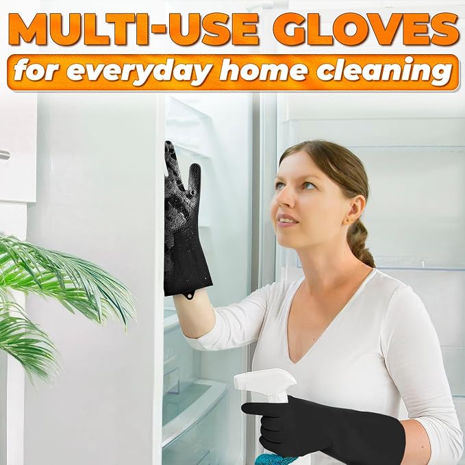 Cat and Dog Washing Gloves, 1 Pair, 11.6 in, Soft Silicone (Black) | Dog Shampoo Gloves, Pet Bath & Grooming Mitt, 3000 Soft Bristles, Removes Loose Hair, Saves Shampoo, Massage, Wet or Dry