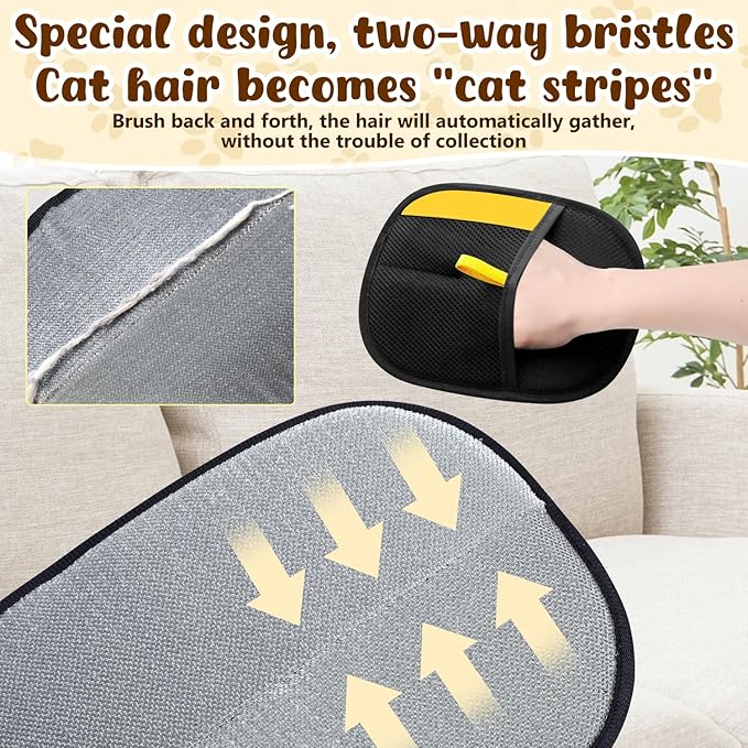 KLIFE 2Pcs Magic Brush Pet Hair, Pet Hair Remover Gloves for Cats & Dogs, Reusable Electrostatic Pet Hair Remover Glove for Couch Furniture, Carpet, Curtain