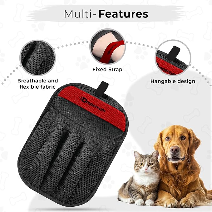 Pet Hair Removal Glove Cat & Dog,Electrostatic Reusable Hair Remover Tool | Upgraded 2026 washable 5-Finger pet hair remover works for laundry,couch,carpet & car seat,removes dog and cat fur easily