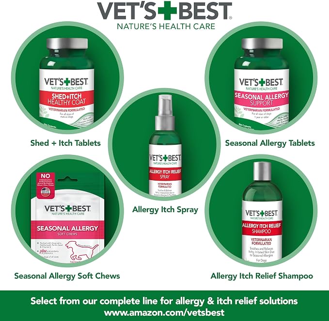 Vet's Best Allergy Itch Relief Dog Shampoo with Oatmeal, Aid Itching, 16 oz | Oatmeal Dog Shampoo, Helps Relieve Seasonal Itching & Skin Irritation, Cleans, Moisturizes & Freshens Coat