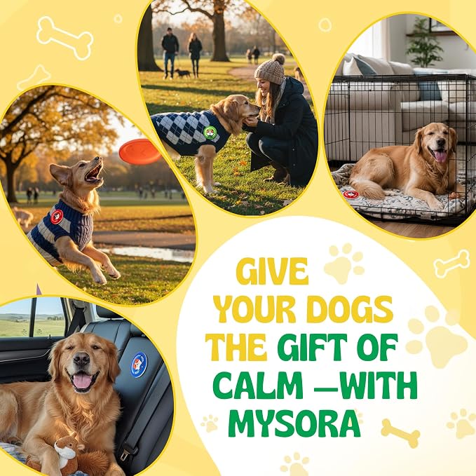 Dogs Calming Patches for Travel, Fireworks & Separation Anxiety, Pheromone & Natural Essential Oil Calming Diffuser for Dogs, Training Aid Pet Stickers, Long Lasting & Non Toxic, 10 Count