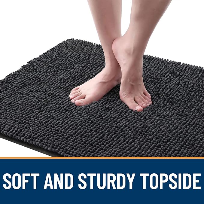 OLANLY Dog Door Mat for Muddy Paws 47x32, Super Absorbent Chenille Mud Mat | Dark Grey, Absorbs Moisture and Dirt, Non-Slip Machine Washable Doormat, Quick-Drying Indoor Entryway Floor Carpet for Dogs