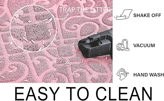 PetLike Cat Litter Box Mat, Thick Kitty Litter Trapping Mat, Durable,Waterproof &Washable with Non-Slip Backing, Soft on Kitty Paws and Easy to Clean, BPA Free