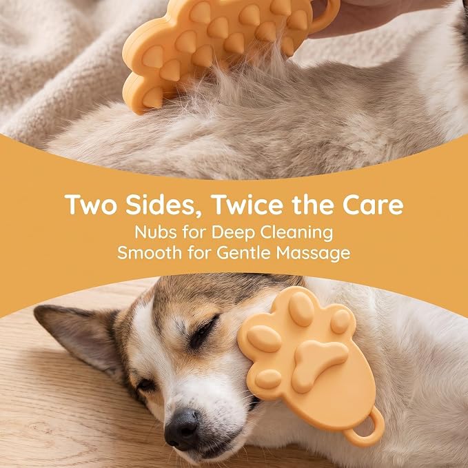 Silicone Pet Grooming Brush, Pet Bath Brush with Shampoo Dispenser, Massage Brush for Cats and Dogs, 2-Pack