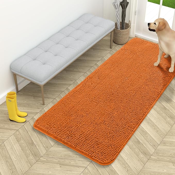 OLANLY Dog Door Mat for Muddy Paws 54x24, Super Absorbent Chenille Mud Mat | Clay, Absorbs Moisture and Dirt, Non-Slip Machine Washable Doormat, Quick-Drying Indoor Entryway Floor Carpet for Dogs