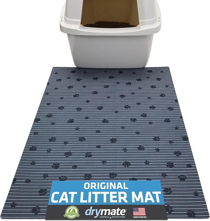 Drymate Cat Litter Box Mat, Litter Trapping Mat, Gray, 20x28 | Waterproof, Urine-Proof, Absorbent, Machine Washable, Soft on Paws, Contains Mess, Protects Floors, Kitten Supplies, USA Made