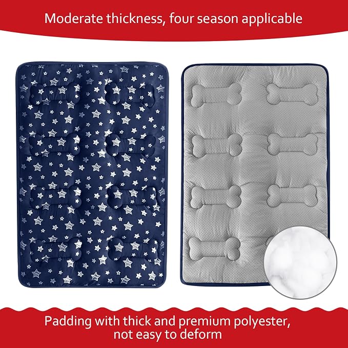 Dog Crate Pad Mat (36" X 23"), Soft Dog Bed Mat with Cute Prints | Personalized Crate Pad, Anti-Slip Bottom, Machine Washable Kennel Pad