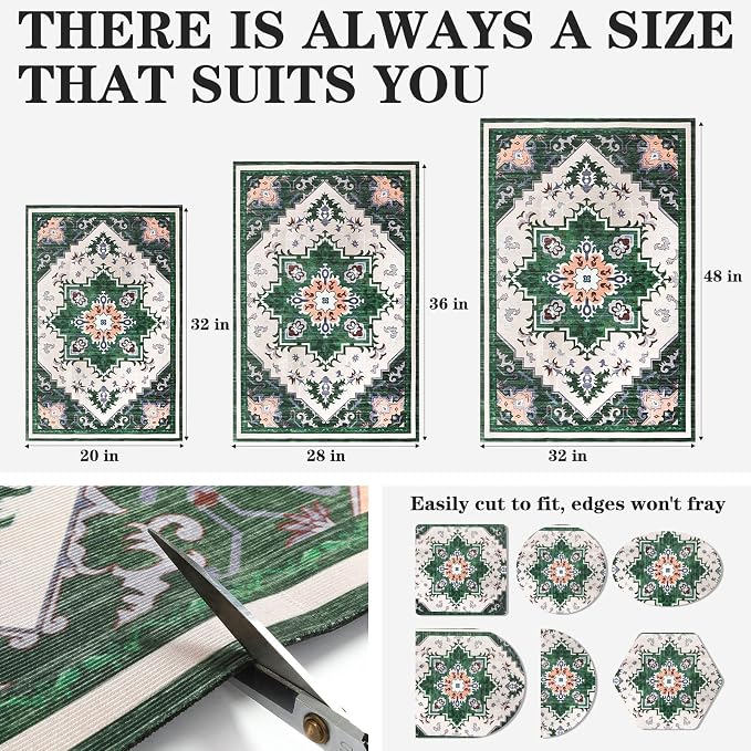 EXPAWLORER Cat Litter Mat, 28”x36” Medium Non-Slip Urine Waterproof Litter Trapping Mat Easy to Clean Washable Litter Box Mat for Floor Soft on Kitty Paws, Indoor Food Mats Rug Pads for Bathroom Green