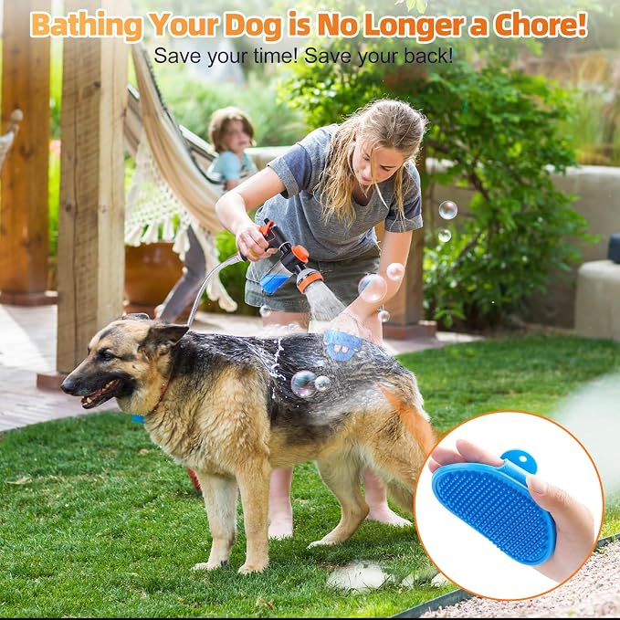 Dog Washing Hose Attachment for Pet Bathing with Black 3 Way Shower Diverter, Dog Wash Hose Nozzle Shampoo Sprayer for Pet Grooming Shower, Dog Shower Attachment for Bathroom