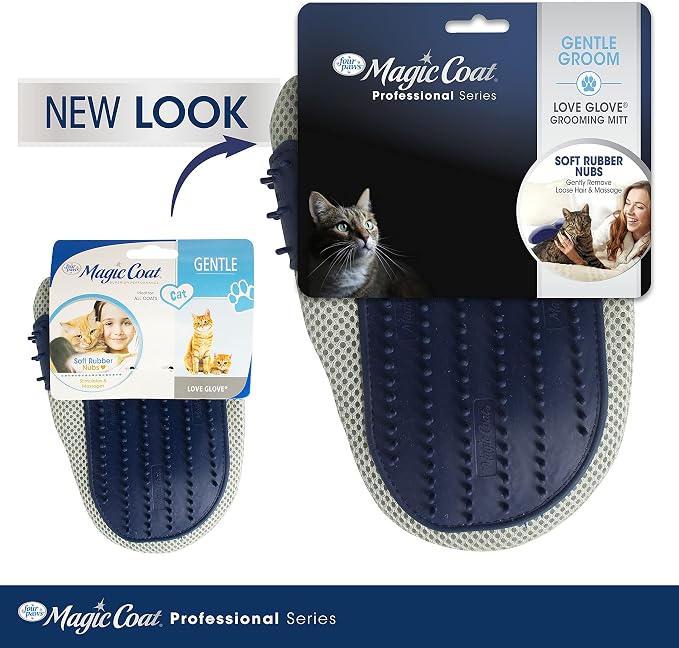 Four Paws Love Glove Cat Grooming Glove | Grooming mitt for cats, deshedding & dematting, removes loose hair, massages skin, lifts hair from furniture & carpets