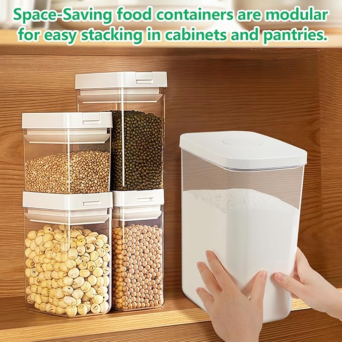 6 Qt Flour Sugar Storage Containers with Pop-up Lid Airtight 11 Lb Rice Bin | Crystal-Clear Plastic Dry Food Containers Tall and Slim BPA Free Pet Food Holder for Kitchen Pantry Organization