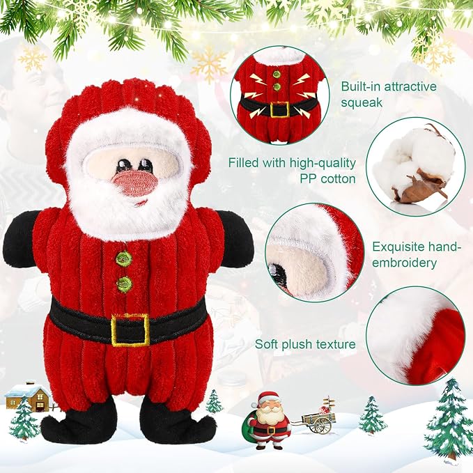 8 Pack Christmas Dog Toys Durable Squeaky Dog Toys for Puppy Christmas Interactive Stuffed Animal Plush Chew Toys with Squeaker for Small Medium Large Dogs Teeth Cleaning