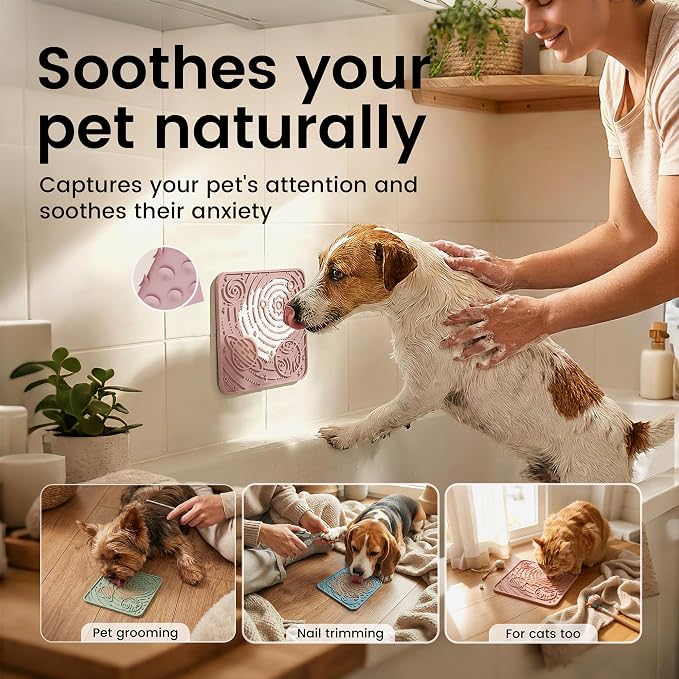 OHMO Lick Mat for Dogs and Cats(Small, Mars&Coral, 2pcs) Enrichment Accessories Toy Space Star Easy Clean Pet Slow Feeder/Suction Cups, Licking Pad for Anxiety Relief and Boredom Reduction