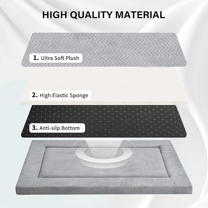 Dog Bed for Crate, Small Dog Crate Beds, Washable Pet Bed Mat Kennel Pad | 30" Medium Pet Beds Mat W/ Soft Wavy Plush Comfortable Anti-Slip Sleeping Mattress for Dogs & Cats