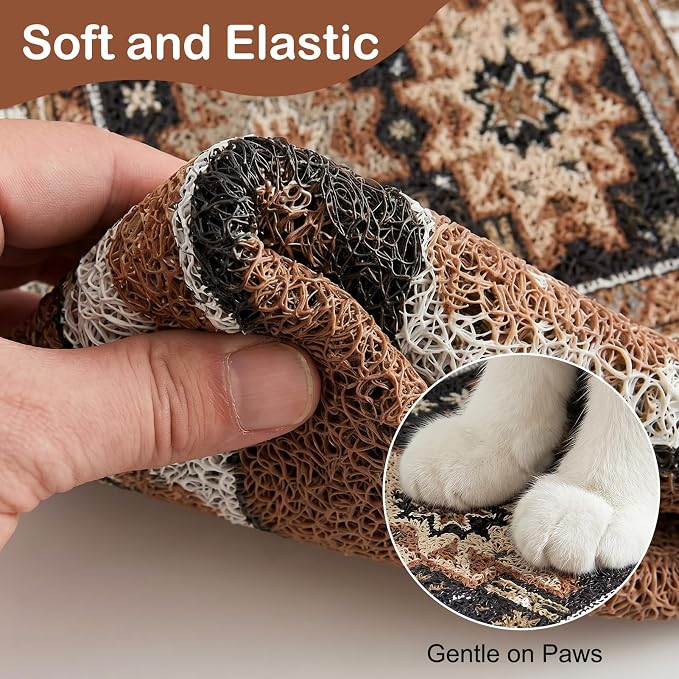 Glittme Cat Litter Mat, 24"x15" Non-Slip Washable Trapping Mat for Cats | Litter Trapping Mat With Thick PVC Coil To Catch Scatter, Soft On Paws And Waterproof Bottom To Protect Floors