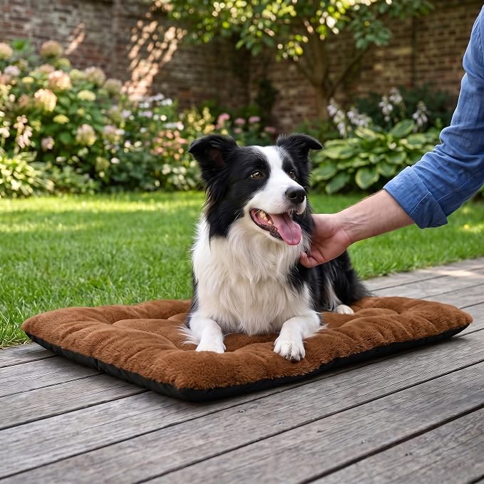Dog Bed 36" for Metal Crate Pad,Washable Sleeping Mat for Medium/Large Pets | Soft faux rabbit fur, non-slip,machine wash/dry, plush cushioning, for crates, floors & travel, multiple sizes for all breeds