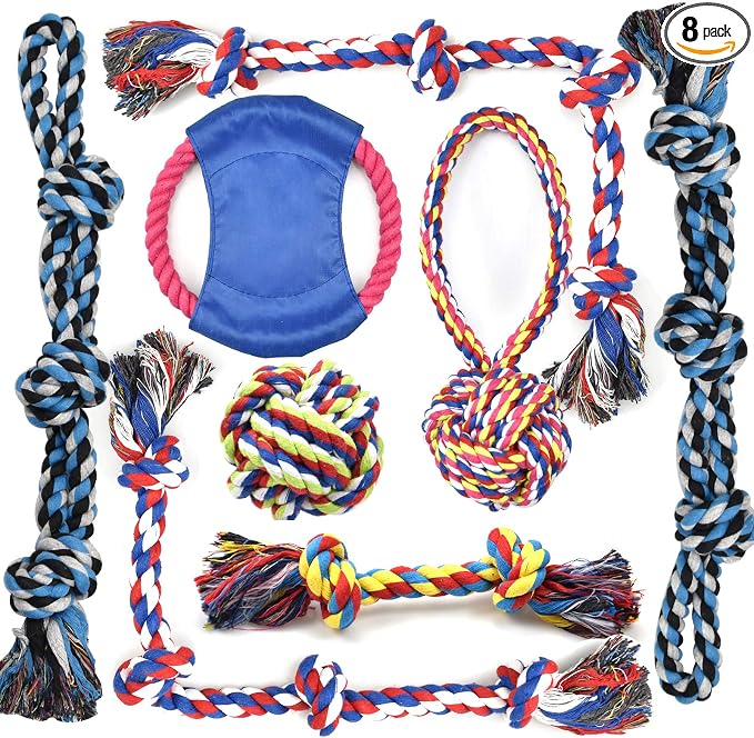LECHONG Rope Dog Toys for Aggressive Chewers Large Breed Medium Breed, Small Dog Puppy Teething Chew Toys Heavy Duty Dental Dog Rope Toys Prevents Boredom and Relieves Stress