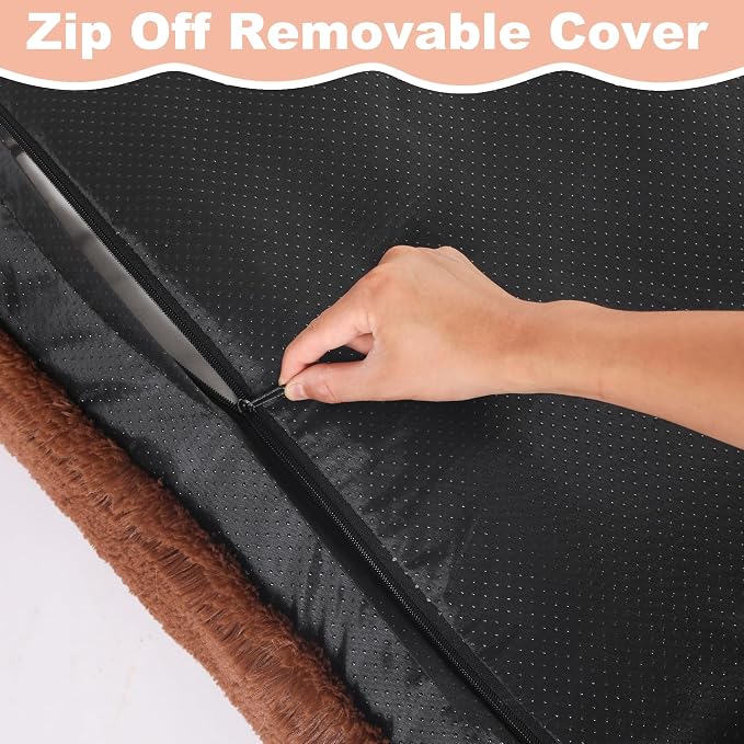 Bedfolks Waterproof Dog Crate Bed, Plush Dog Pad, 23"x18", Solid Brown | Faux Fur Plush Cover, Removable Washable Outer, Waterproof Inner Lining, Non-Slip Base, Crate Pad and Dog Pillow