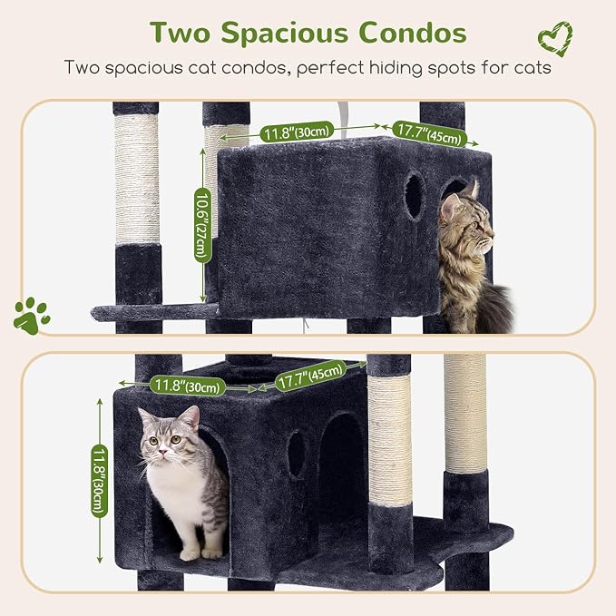 Globlazer Giant Cat Tree for Indoor Large Cats, 83in, F83, Dark Grey | XXL Cat Tower with 9 Scratching Posts for 20lb+ Heavy Duty Large Adult Cats