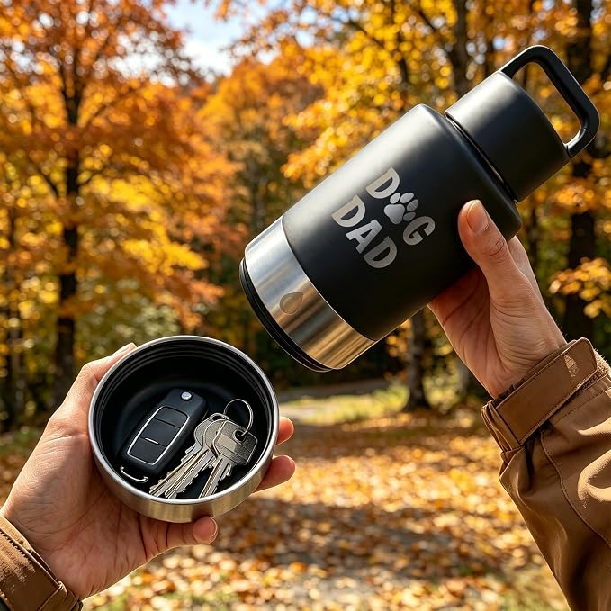 Dog Water Bottle 32oz, Insulated Stainless Steel Travel Water Dispenser with 2 Detachable Dog Bowls for Food and Water, Leak Proof Portable Pet Drinking Cup for Walking Hiking Camping