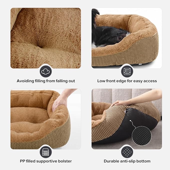 INVENHO Large Dog Beds Large Sized Dog, Washable Orthopedic Warming Soft Sleeping Durable with Anti-Slip Bottom