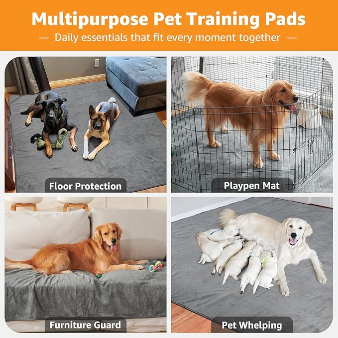 Washable Dog Pee Pads, 34x52, Absorbent, Waterproof, Reusable Whelping Pads | Non-Slip, Dog Mats for Puppy Training, Whelping, Potty, Playpen, Crate, Incontinence, Housebreaking