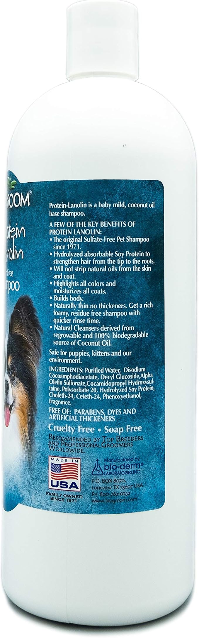 Bio-Groom Protein Lanolin Dog Shampoo, 32 fl oz, 1-Pack | Tear-Free Pet Shampoo, Dog Bathing Supplies, Puppy Wash, Cat & Grooming Supplies, Cruelty-Free, Made in USA