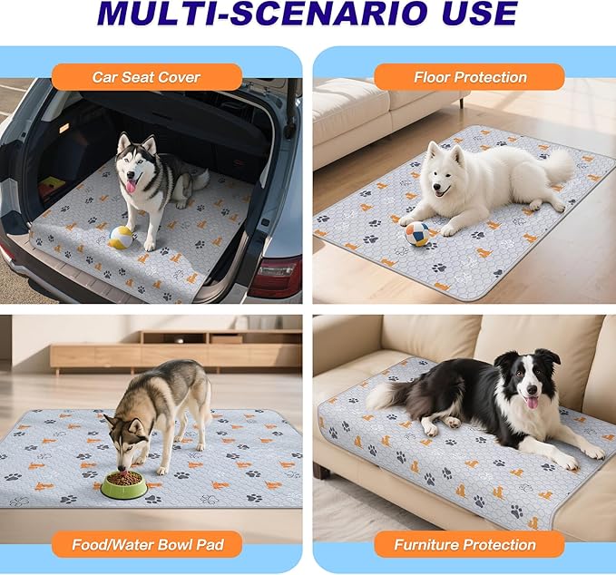 WanpeeGoo Washable Pee Pads for Dogs, Waterproof, 24 x 36 in, 2 Pack, Orng | Super Absorbent, Waterproof and Non-Slip; Washable, Reusable Dog Pads for Crates, Playpens, Floors, Furniture and Travel