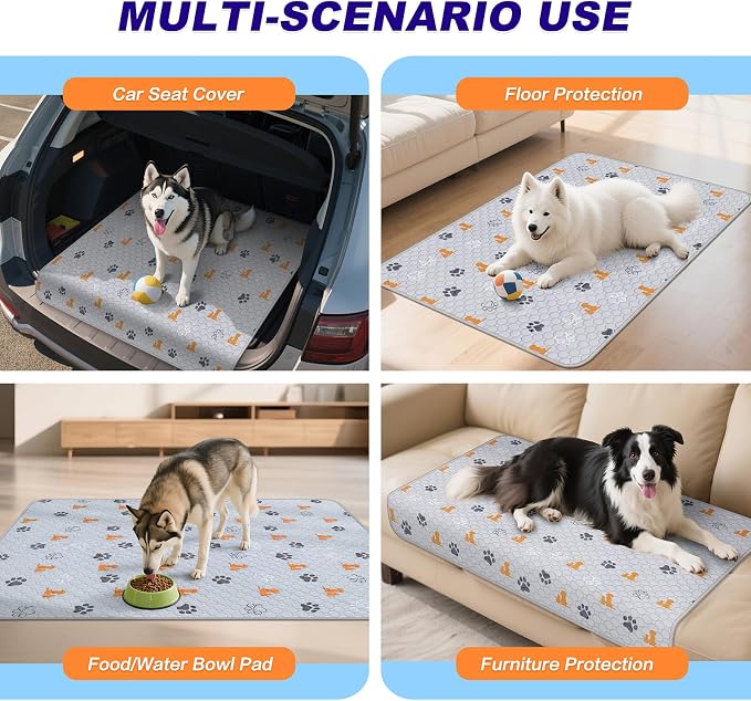 WanpeeGoo Washable Pee Pads for Dogs, Waterproof, 32 x 52 in, 2 Pack, Orng | Super Absorbent, Waterproof and Non-Slip; Washable, Reusable Dog Pads for Crates, Playpens, Floors, Furniture and Travel