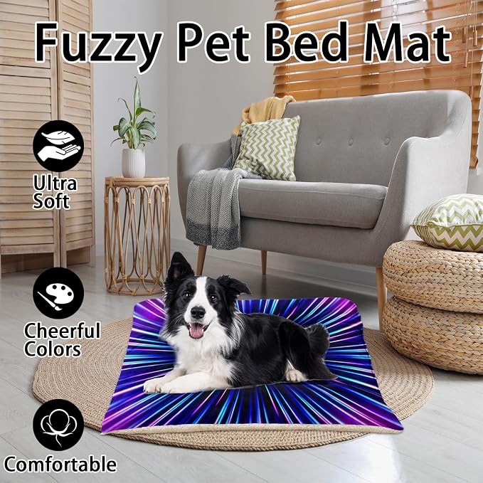 HOSIMA Multicolor Pet Bed Mat,Fuzzy Crate Pads for Dog Cages,Washable Soft Cozy Sleeping Mat,Plush Black Pad Suitable for Large Dog Bed,42L*32W Inch,Colorful.