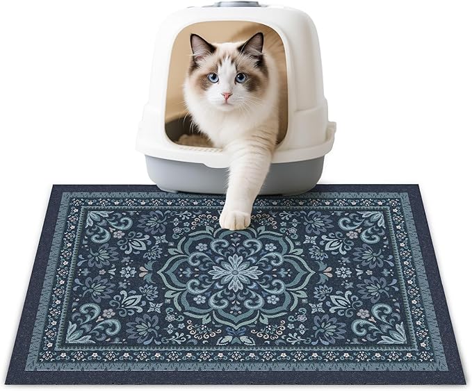 Unicorn Catcher 24"x15" Cat Litter Mat Non-Slip Washable Litter Box Mat | High-Density PVC Litter Catcher Mat Efficiently Traps Scattered Litter From Paws To Keep Floors Clean