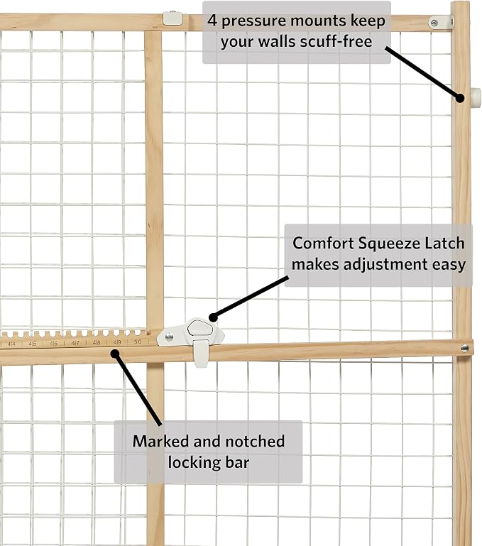 MidWest Homes for Pets Wire Mesh Pet Safety Gate, Dog Gate Expands From 29 - 50 Inches Wide, 32 Inches Tall, Wood, Powder Coated Wire
