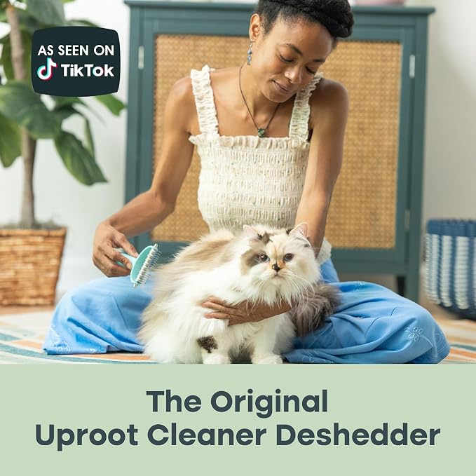 Uproot Clean Undercoat Rake & Pet Dematting Comb, Gentle on Skin: 2in1 Tool | Effective Deshedding Brush for Fur on Cats & Dogs, Designed to Prevent Irritation.Gentle on All Coat Types & Easy to Clean