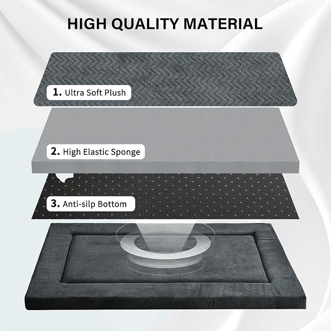Dog Bed for Crate, Small Dog Crate Beds, Washable Pet Bed Mat Kennel Pad | 30" Medium Pet Beds Mat W/ Soft Wavy Plush Comfortable Anti-Slip Sleeping Mattress for Dogs & Cats