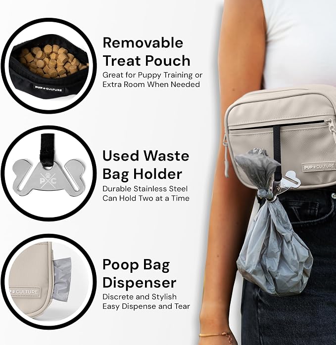 Dog Treat Pouch with Poop Bag Dispenser and Removable Treat Pouch | Cross Body Dog Walking Bag | The Perfect Puppy Training Tool and Even Better Gift