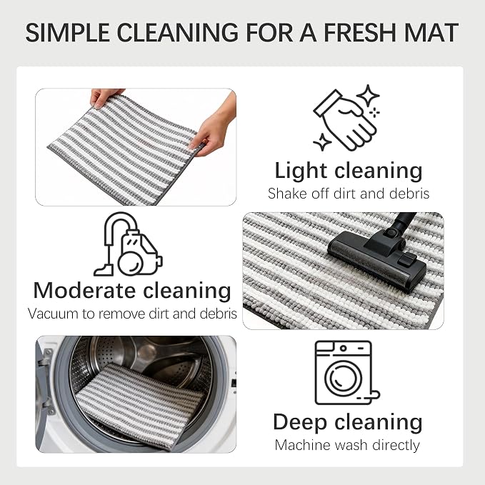 Dog Door Mat for Muddy Paws - Absorbent Quick-Dry Non-Slip Washable Chenille Pet Rug, Indoor Entryway Mat for Front Door & Crate (Gray, 24" L*16" W)