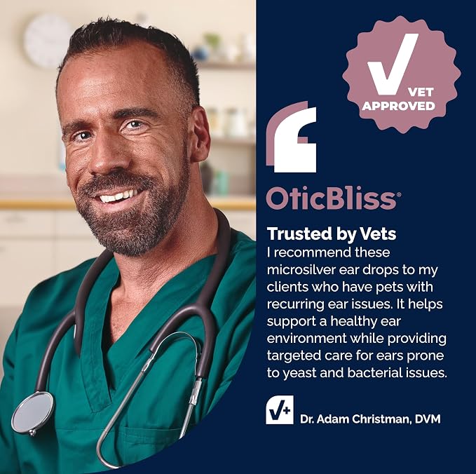 Vetnique Oticbliss Medicated Ear Drops for Dogs & Cats, Infection & Allergy (Ear Infection Drops) | Medicated Otic Drops in Two Formulas, MicroSilver BG for Infection & 1% Hydrocortisone With Chitosan for Allergy Itch Relief