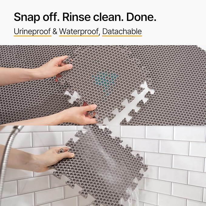 Mewtopia No-Gap Puzzle Cat Litter Box Mat – Seamless, Limitless Expandable, Extra Large(41.3"x21.6") Litter Trapping mat, Urine & Waterproof, Detachable, Easy to Rinse, Vacuum.
