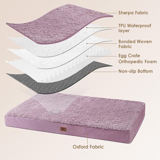 EHEYCIGA Orthopedic Dog Bed Extra Large with Removable Washable Cover, 50IN | Egg Crate Foam Support, Durable Oxford fabric, Non-Slip Bottom, Machine Washable, Soft Waterproof Plush Pet Bed Mat For Crate