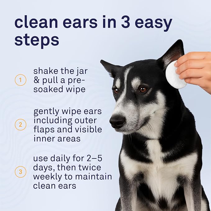 Petpost | Dog Ear Cleaner Wipes - Ultra Soft Cotton Pads in Coconut Oil Aloe Solution - Dog Ear Rinse & Cleanser 100 ct.