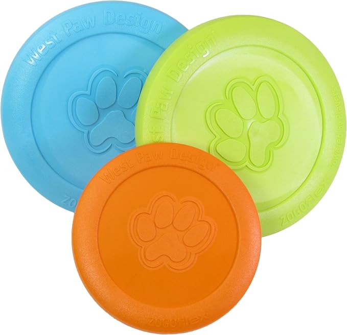 West Paw Zogoflex Zisc Dog Flying Disc, High Flying Aerodynamic Disc for Dogs Puppy – Lightweight, Floatable Disc for Fetch, Tug of War, Catch, Play – Doubles as Food/Water Bowl, Small 6.5", Aqua Blue