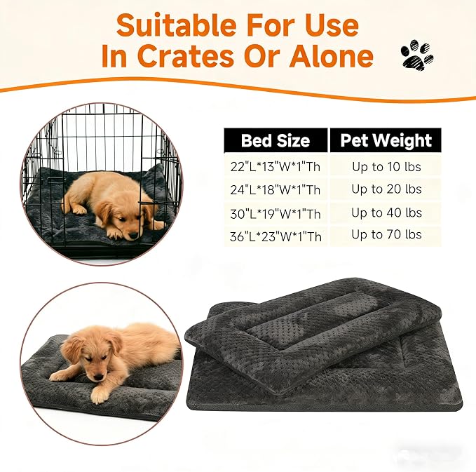 Dog Beds Large Sized Dog, 36x23 Plush Washable Dark Gray Flat Pet Bed | Plush Double Sided Dog Beds, Machine Washable Large Dog Bed, Dog Bed Mats