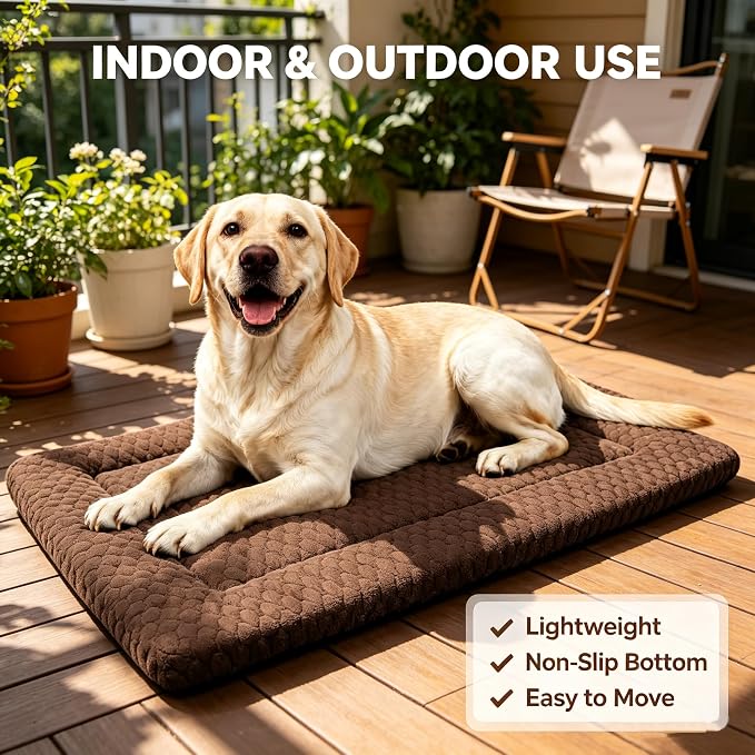 Dog Bed Mat - Dog Crate Pad - Reversible Mat for Pet Comfort - Soft Bed Crate Pads for All Seasons - Durable, Machine Washable Mat for Crates, Travel, and Home (Dark Brown, 35" L*23" W*1.5" Th)